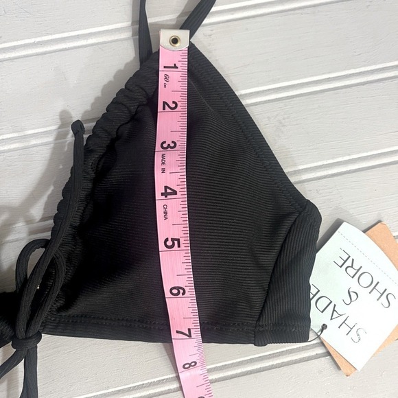 Shade & Shore Ribbed Bikini Swim Top Womens Small Black Adjustable Stretch NWT - Picture 5 of 8